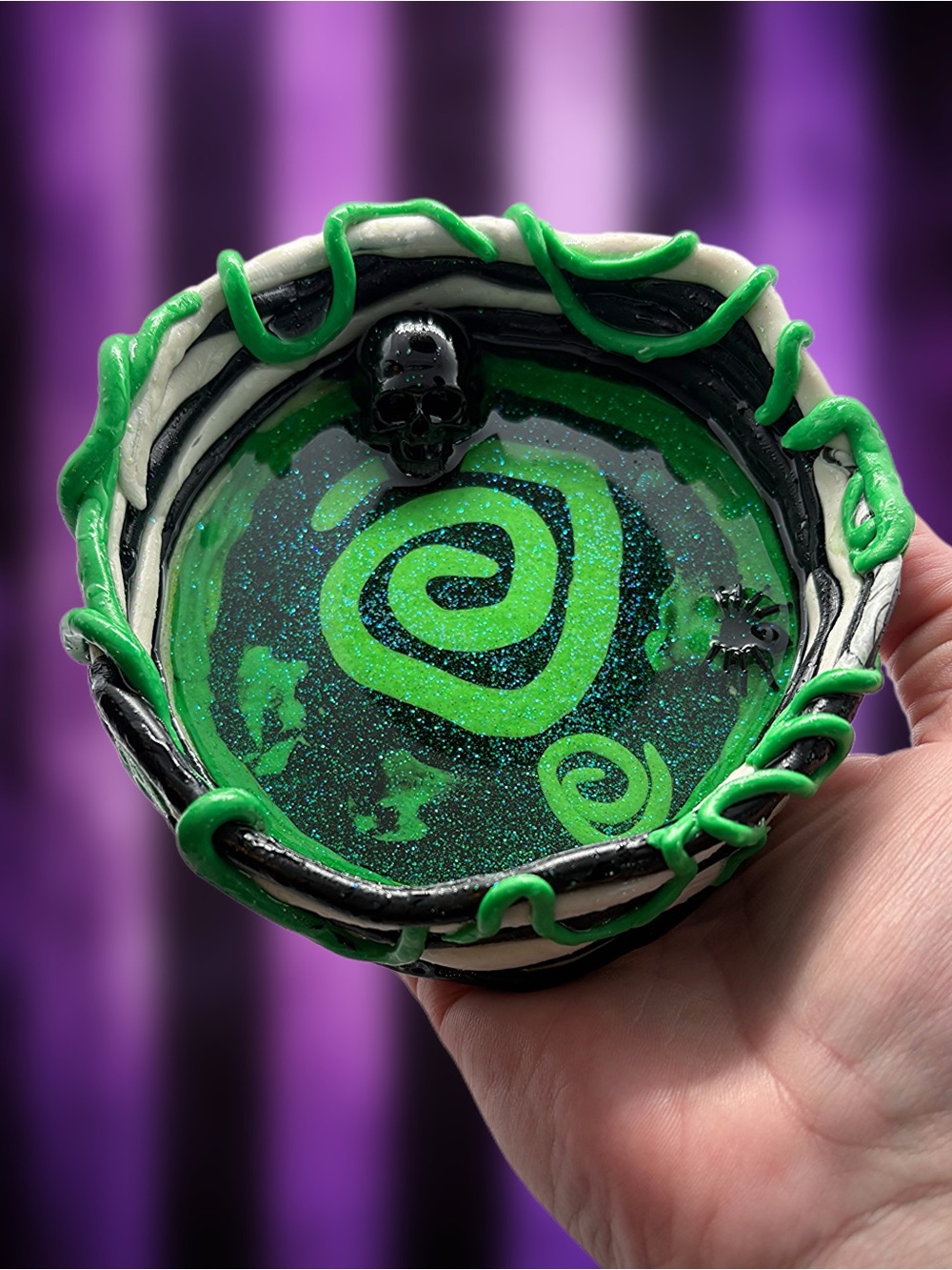 Handmade Clay Glitter Resin Trinket Dish